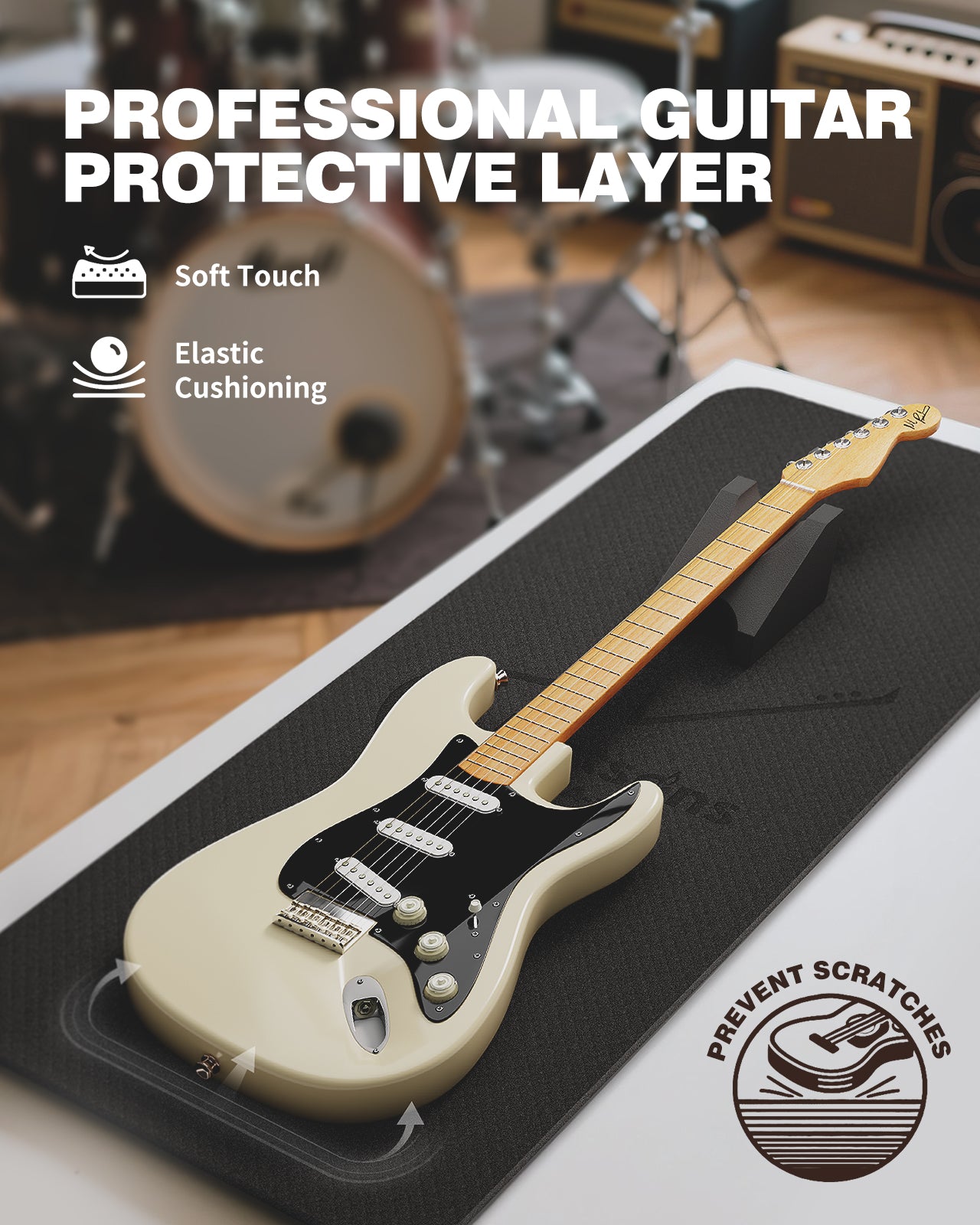 FA-16 Guitar Neck Rest and Guitar Mat, Guitar Cleaning Kit Tool with Dual Heights Support, TPE Material Workbench Mat, Repair and Maintenance Work Mat for Guitar Bass Banjo Mandolin Ukulele