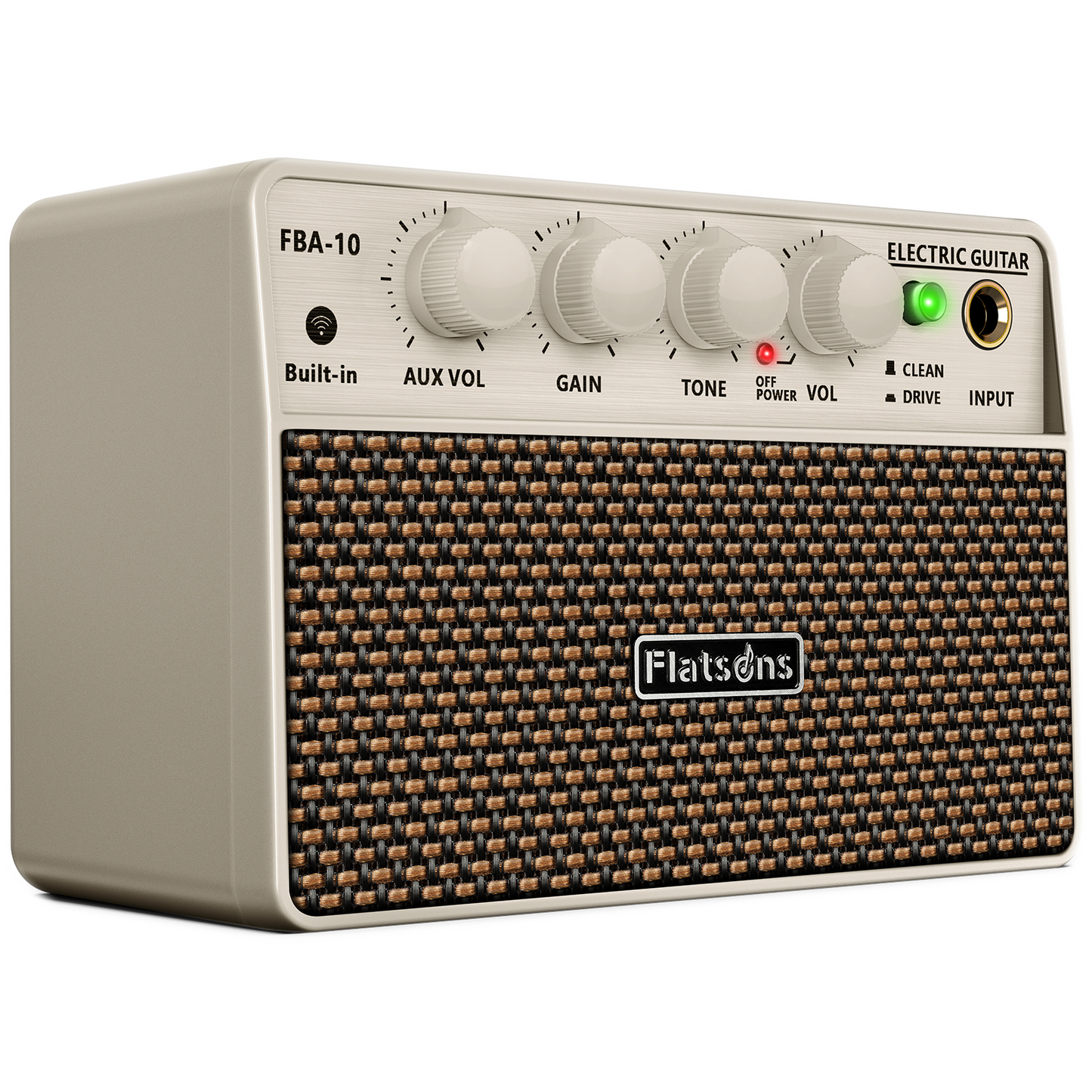 FBA-10 Mini Guitar Amp, 10W Electric Guitar Amplifier with Clean/Drive Channel, 6H Working, USB-C Rechargeable, 3.5mm Headphone/AUX Jack, Wireless Portable Amp for Practice, Traveling