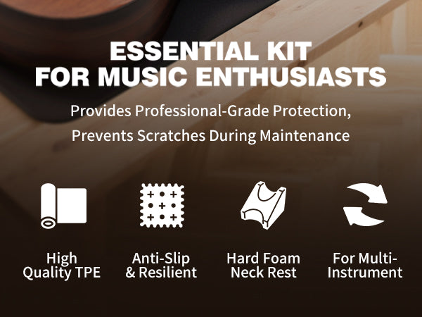 FA-16 Guitar Neck Rest and Guitar Mat, Guitar Cleaning Kit Tool with Dual Heights Support, TPE Material Workbench Mat, Repair and Maintenance Work Mat for Guitar Bass Banjo Mandolin Ukulele