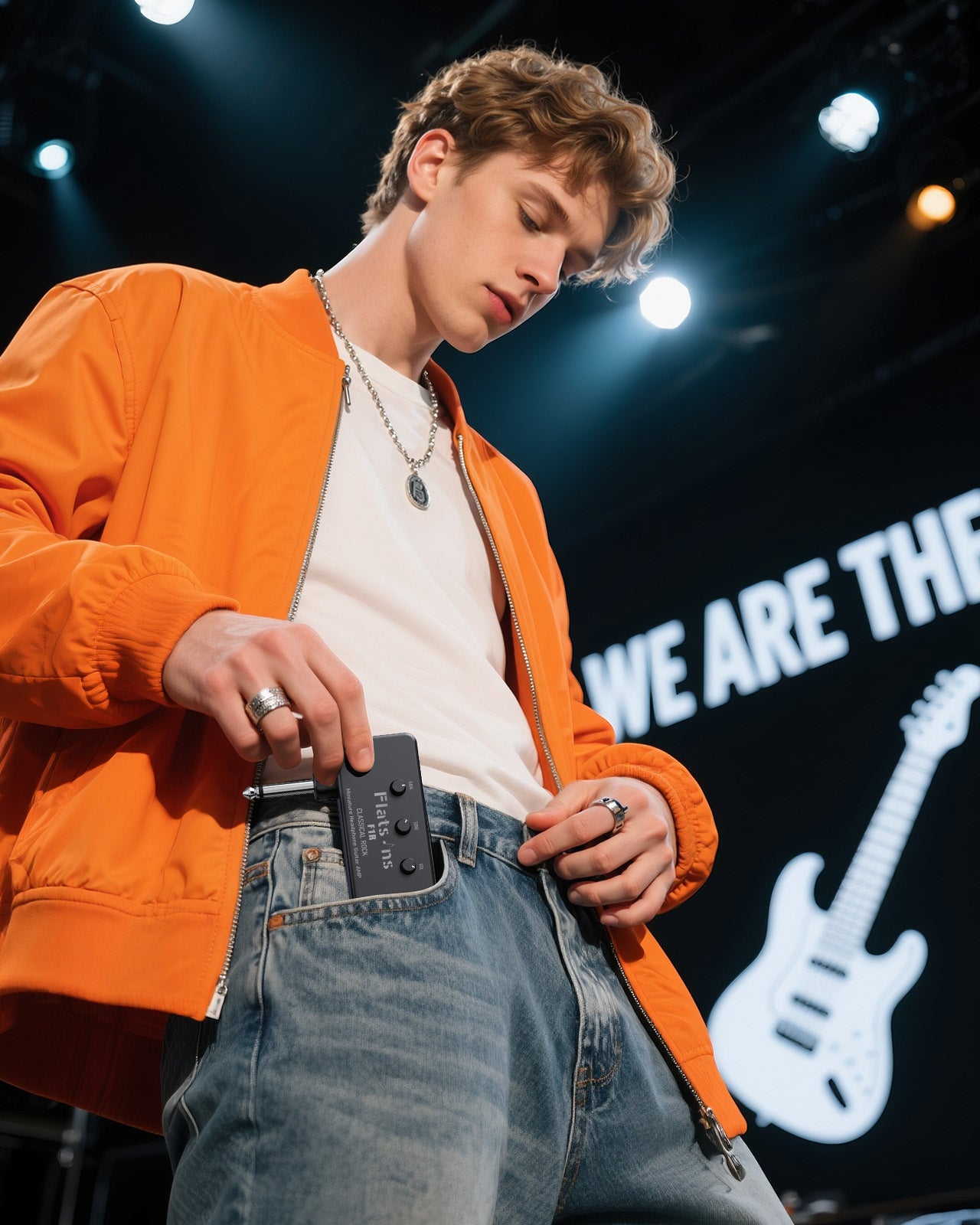 F1R Mini Guitar Headphone Amp, Distortion Timbre Electric Guitar Headphone Amplifier with 3.5mm Earbud/AUX Jack, Classic Rock Tone Portable Amp for Silent Practice Indoor Travel Night