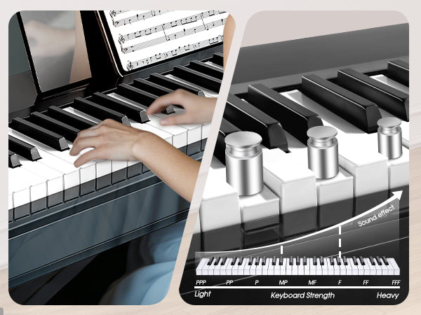 LIV-B01 Digital Piano Real Sampling, 88 Key Fully Weighted Keyboard Hammer Action, Sensitive Touch Electric Piano, USB-MIDI, Wooden Upright Piano for Adult, Beginner, Enthusiast (Black)