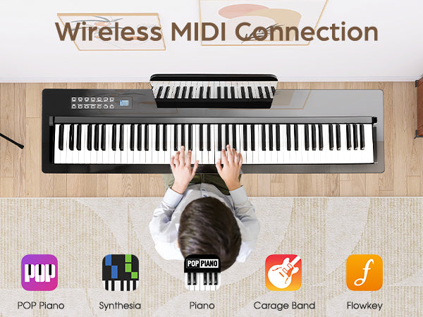 LIV-B01 Digital Piano Real Sampling, 88 Key Fully Weighted Keyboard Hammer Action, Sensitive Touch Electric Piano, USB-MIDI, Wooden Upright Piano for Adult, Beginner, Enthusiast (Black)