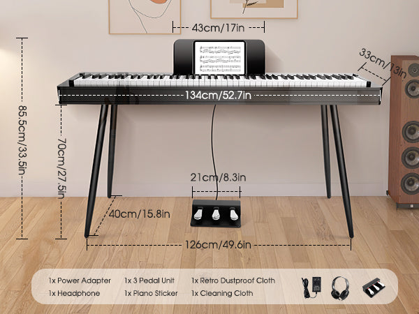 LIV-B01 Digital Piano Real Sampling, 88 Key Fully Weighted Keyboard Hammer Action, Sensitive Touch Electric Piano, USB-MIDI, Wooden Upright Piano for Adult, Beginner, Enthusiast (Black)