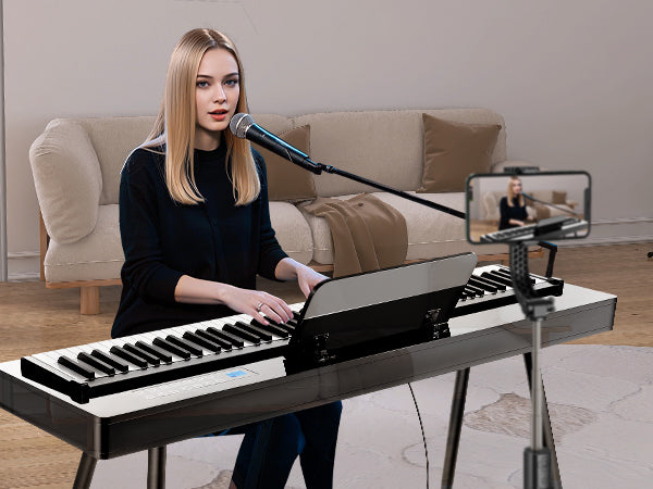 LIV-B01 Digital Piano Real Sampling, 88 Key Fully Weighted Keyboard Hammer Action, Sensitive Touch Electric Piano, USB-MIDI, Wooden Upright Piano for Adult, Beginner, Enthusiast (Black)