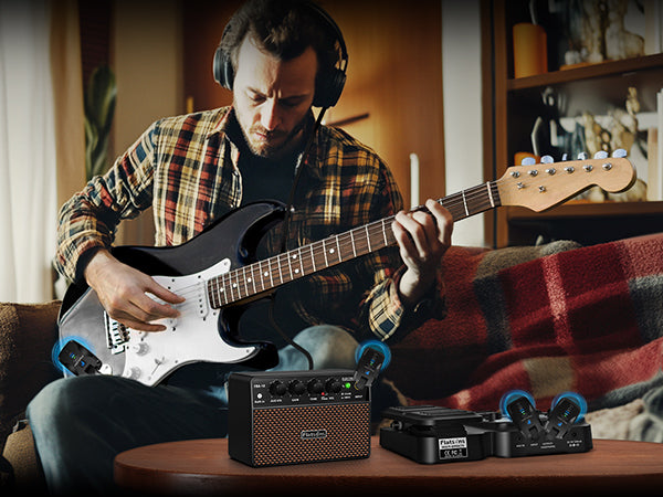 FBA-10 Guitar Amp, 10W Mini Electric Guitar Amplifier with Clean/Drive Channel, 6H Working, USB-C Rechargeable, 3.5mm Headphone/AUX Jack, Wireless Portable Amp for Indoor Practice, Small Gig