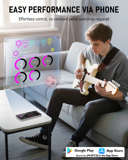 KE1 Guitar Pedal for Android/IOS, Multi Effects Pedal with 61 Effects, 20 AMP/CAB, 36 Preset Slot, IR/AMX Loader, OTG USB-C Record Loopback, Wireless Rechargeable Tuner Delay MOD Reverb Pedal