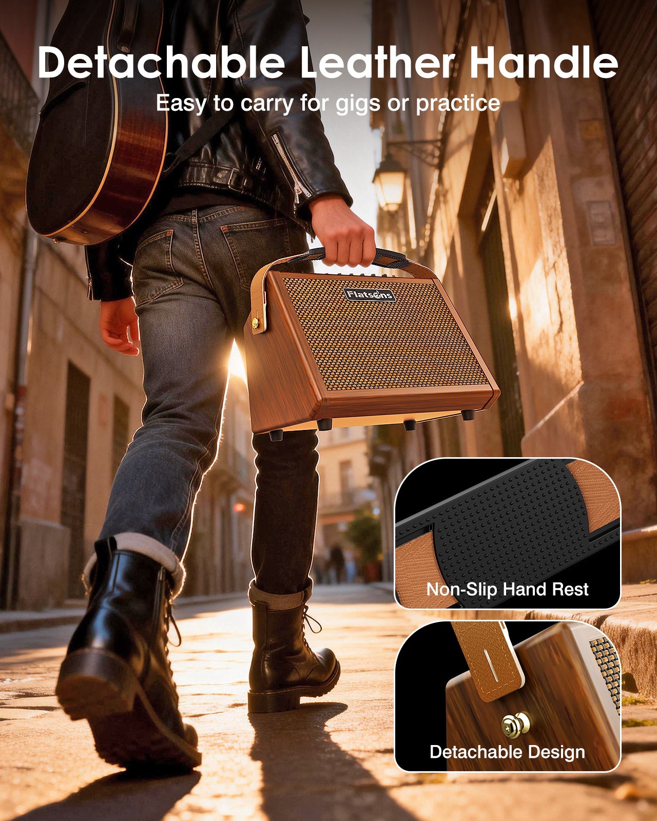 Crush20 Acoustic Guitar Amp, 20W Mic/Guitar Amplifier with Reverb, 2-Band EQ, Rechargeable 8H Battery Life, Advanced Dual-chip Wireless Portable Speaker for 6.35mm Microphone/Acoustic Guitars