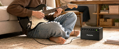 Flatsons FBA-20 Portable Electric Guitar Amp, 20W Rechargeable Desk Practice Guitar Combo Amplifier with Clean & Drive Channels, Delay Reverb EQ, OTG Recording, for Beginners, Home Use, Backyard Play