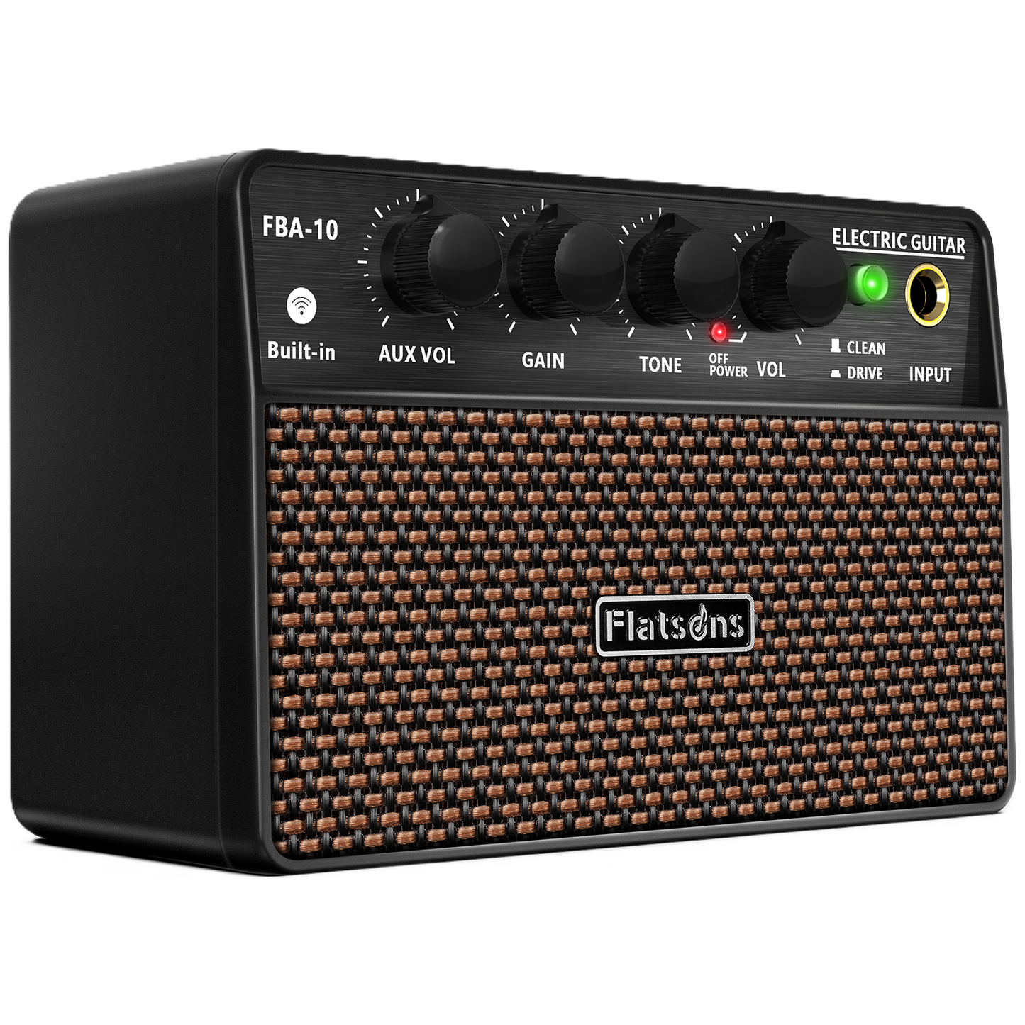 FBA-10 Guitar Amp, 10W Mini Electric Guitar Amplifier with Clean/Drive Channel, 6H Working, USB-C Rechargeable, 3.5mm Headphone/AUX Jack, Wireless Portable Amp for Indoor Practice, Small Gig