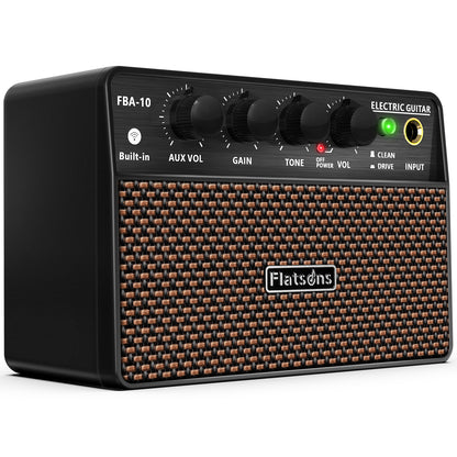 FBA-10 Guitar Amp, 10W Mini Electric Guitar Amplifier with Clean/Drive Channel, 6H Working, USB-C Rechargeable, 3.5mm Headphone/AUX Jack, Wireless Portable Amp for Indoor Practice, Small Gig