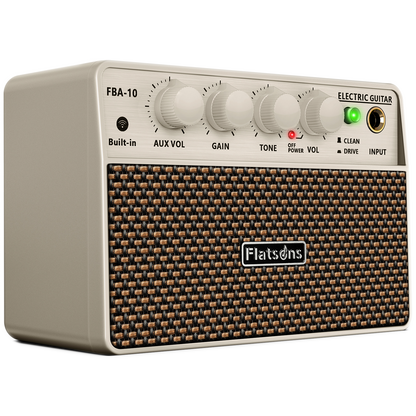 FBA-10 Mini Guitar Amp, 10W Electric Guitar Amplifier with Clean/Drive Channel, 6H Working, USB-C Rechargeable, 3.5mm Headphone/AUX Jack, Wireless Portable Amp for Practice, Traveling