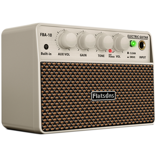 FBA-10 Mini Guitar Amp, 10W Electric Guitar Amplifier with Clean/Drive Channel, 6H Working, USB-C Rechargeable, 3.5mm Headphone/AUX Jack, Wireless Portable Amp for Practice, Traveling