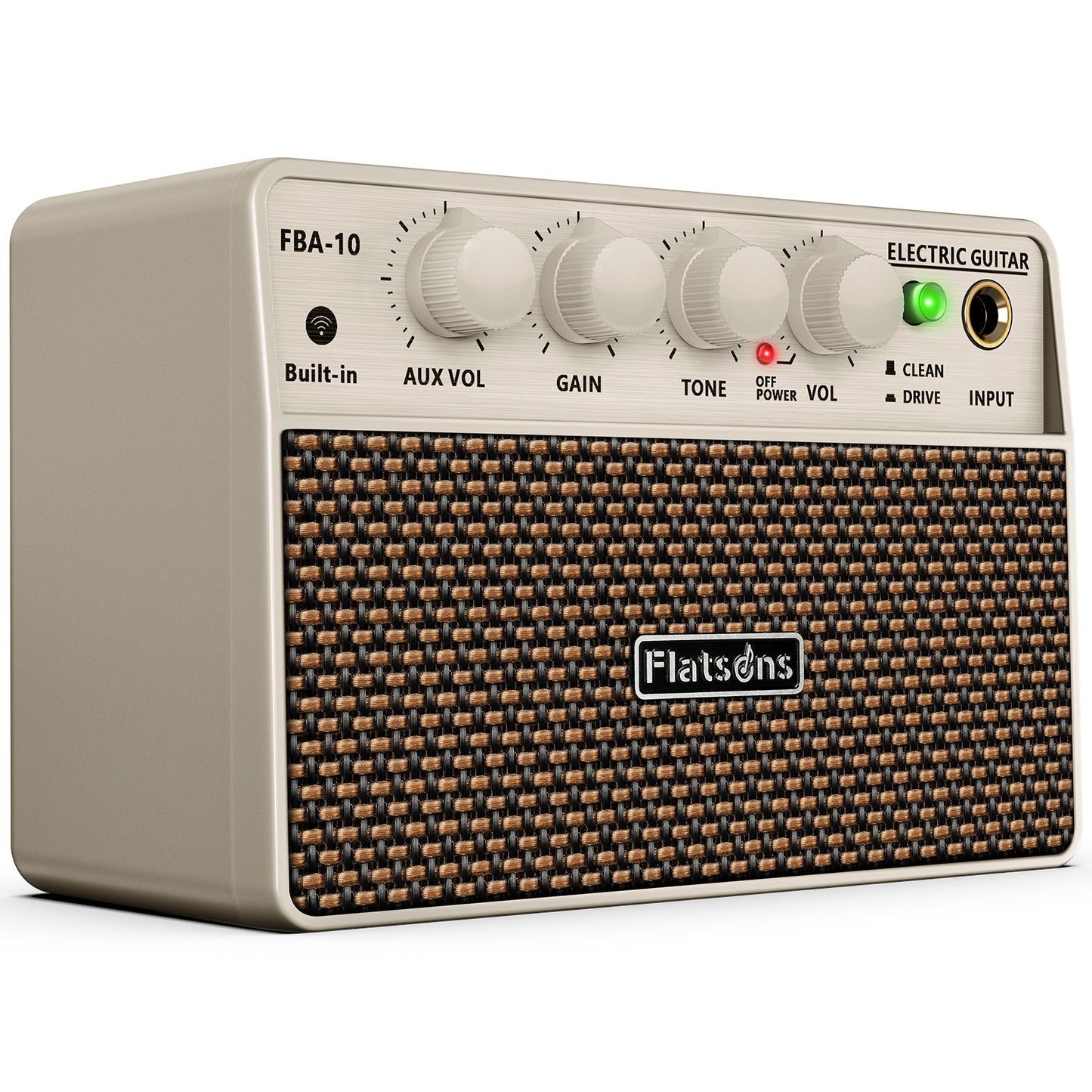 FBA-10 Mini Guitar Amp, 10W Electric Guitar Amplifier with Clean/Drive Channel, 6H Working, USB-C Rechargeable, 3.5mm Headphone/AUX Jack, Wireless Portable Amp for Practice, Traveling