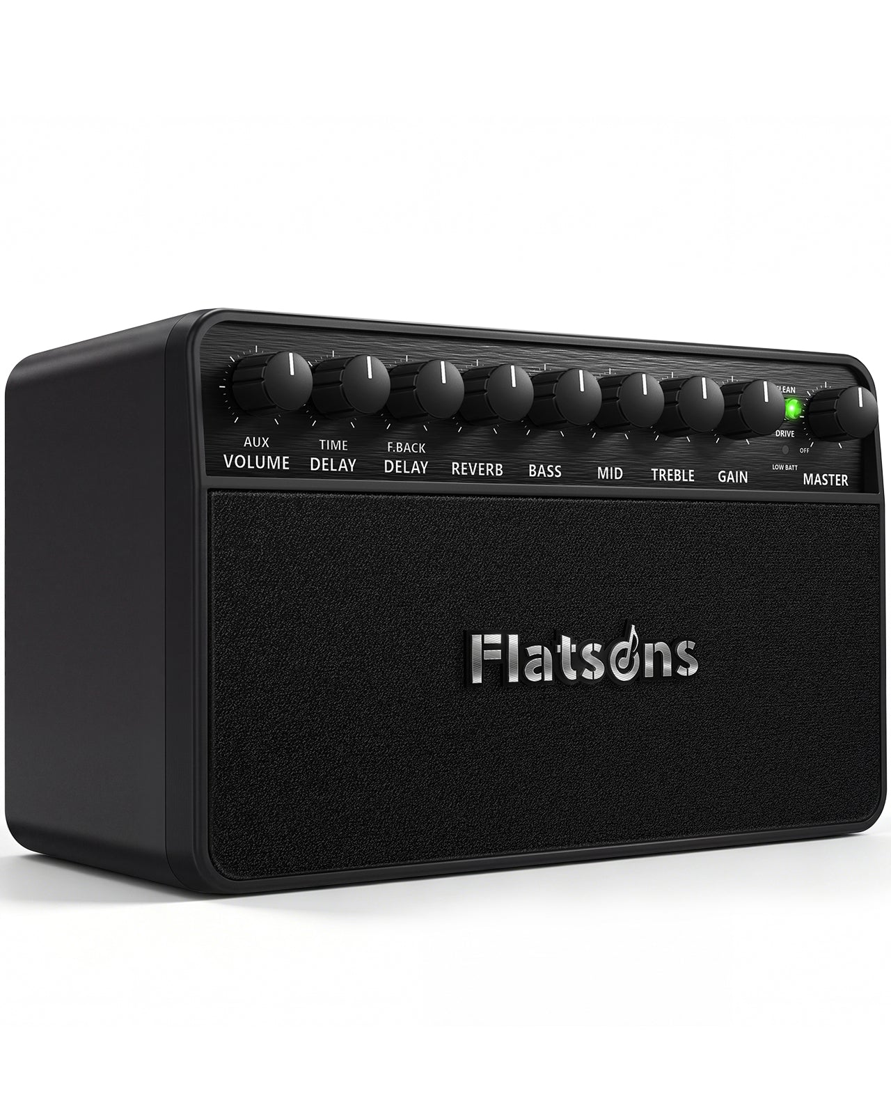 Flatsons FBA-20 Portable Electric Guitar Amp, 20W Rechargeable Desk Practice Guitar Combo Amplifier with Clean & Drive Channels, Delay Reverb EQ, OTG Recording, for Beginners, Home Use, Backyard Play
