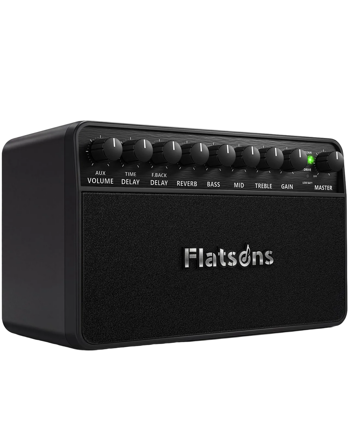 Flatsons FBA-20 Portable Electric Guitar Amp, 20W Rechargeable Desk Practice Guitar Combo Amplifier with Clean & Drive Channels, Delay Reverb EQ, OTG Recording, for Beginners, Home Use, Backyard Play