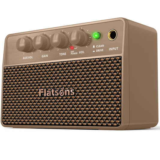 FBA-10 Guitar Amplifier, Drive/Clean Tone Electric Guitars Amp, 10W Mini Portable Amp with Type-C Rechargeable Battery 6H Work, Wireless Vintage Guitar Speaker for Practice Travel (Khaki)