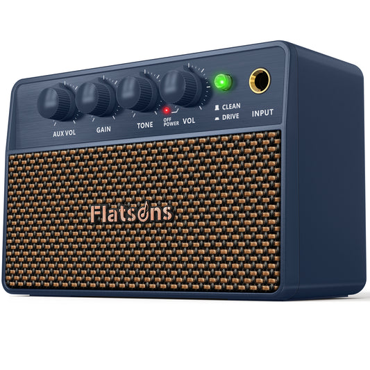 FBA-10 Guitar Amplifier, Drive/Clean Tone Electric Guitars Amp, 10W Mini Portable Amp with Type-C Rechargeable Battery 6H Work, Wireless Vintage Guitar Speaker for Practice Travel (Blue)