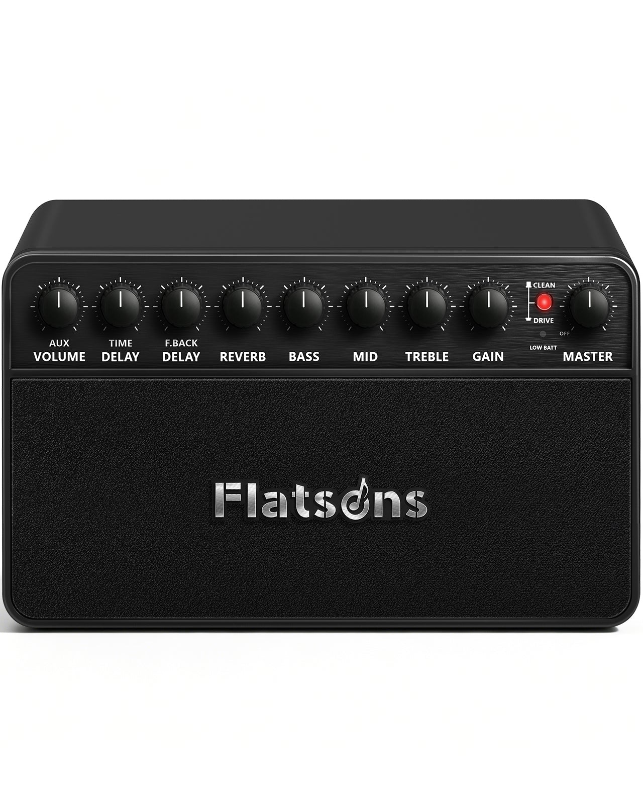 Flatsons FBA-20 Portable Electric Guitar Amp, 20W Rechargeable Desk Practice Guitar Combo Amplifier with Clean & Drive Channels, Delay Reverb EQ, OTG Recording, for Beginners, Home Use, Backyard Play