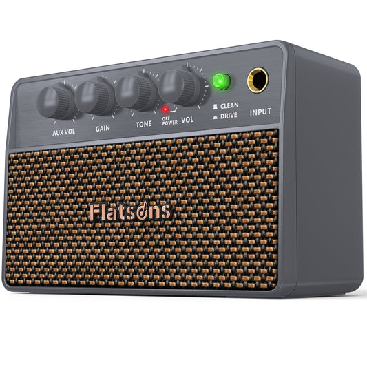 FBA-10 Guitar Amplifier, Drive/Clean Tone Electric Guitars Amp, 10W Mini Portable Amp with Type-C Rechargeable Battery 6H Work, Wireless Vintage Guitar Speaker for Practice Travel (Gray)