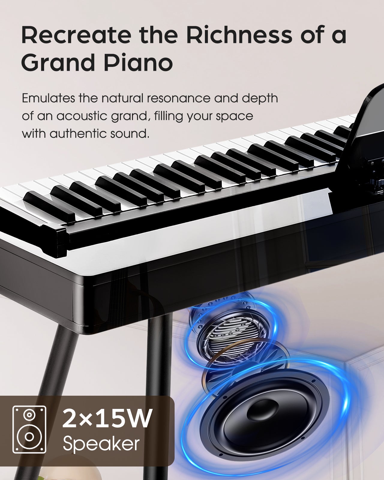 LIV-B01 Digital Piano Real Sampling, 88 Key Fully Weighted Keyboard Hammer Action, Sensitive Touch Electric Piano, USB-MIDI, Wooden Upright Piano for Adult, Beginner, Enthusiast (Black)