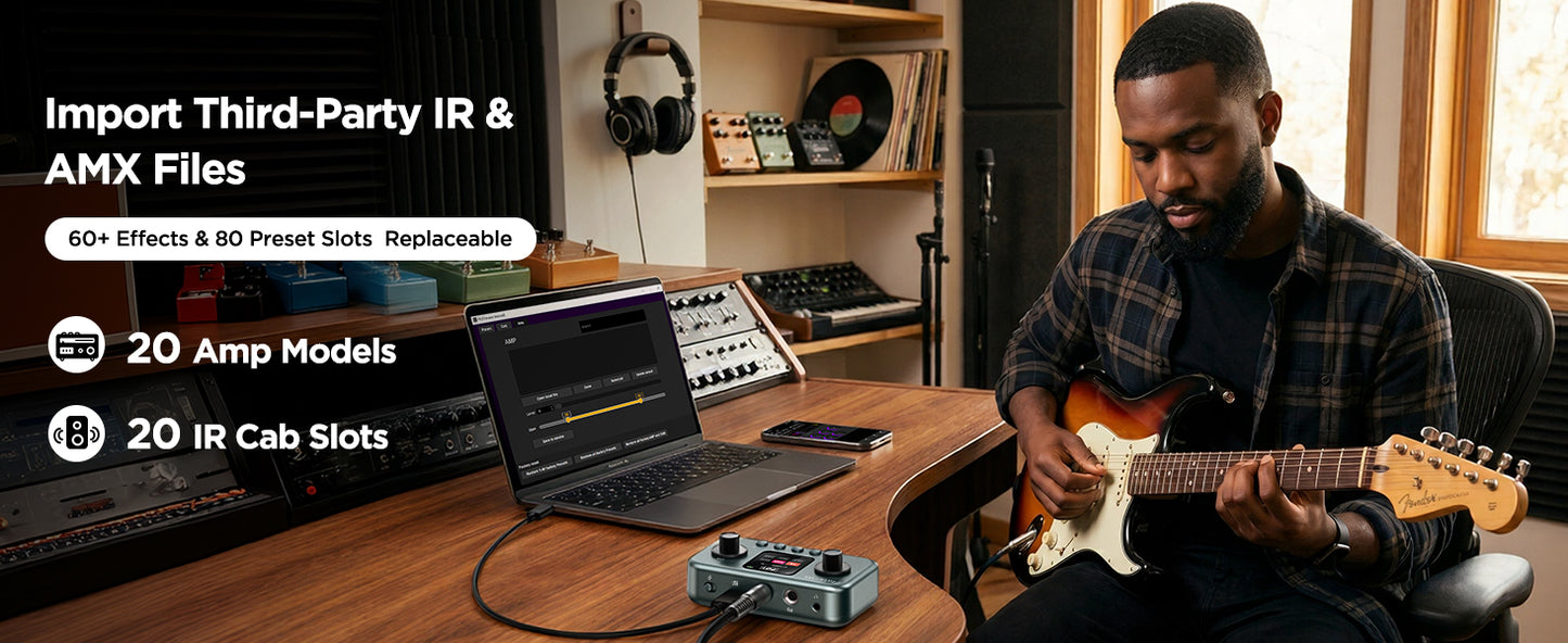 Flatsons P1 Portable Multi Effects Guitar Pedals, 80+ Effects & Amp Modeling, Rechargeable Multi Effects Processor for Electric Guitar, Wireless App Control, OTG Recording & IR Loading