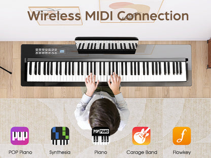 LIV-B01 Digital Piano Real Sampling, 88 Key Fully Weighted Keyboard Hammer Action, Sensitive Touch Electric Piano, USB-MIDI, Wooden Upright Piano for Adult, Beginner, Enthusiast (Black)