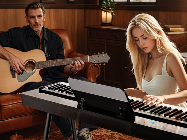 LIV-B01 Digital Piano Real Sampling, 88 Key Fully Weighted Keyboard Hammer Action, Sensitive Touch Electric Piano, USB-MIDI, Wooden Upright Piano for Adult, Beginner, Enthusiast (Black)