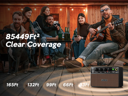 FBA-10 Guitar Amp, 10W Mini Electric Guitar Amplifier with Clean/Drive Channel, 6H Working, USB-C Rechargeable, 3.5mm Headphone/AUX Jack, Wireless Portable Amp for Indoor Practice, Small Gig